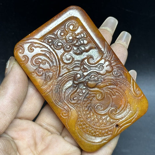 Exquisite Handcrafted Xiuyu Jade Phoenix Pendant - Unique Home & Office Decor