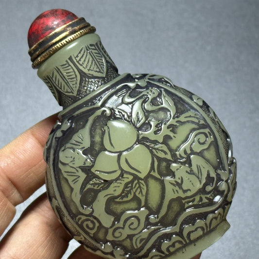 Antique Style Handmade Glowing Snuff Bottle - A Rare and Unique Artwork for Collectors & Decor