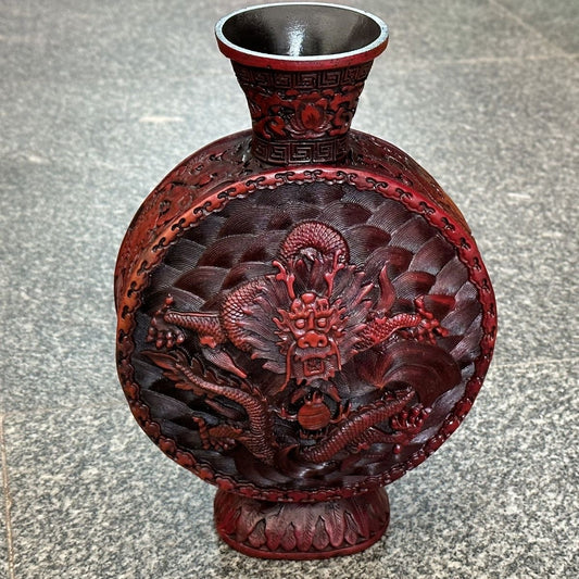 Exquisite Handmade Resin "Tihong" Imitation Lacquer Vase - A Rare and Unique Decor Artwork