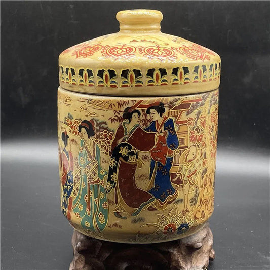 Exquisite Handmade Jingdezhen Enameled Ceramic Maidens Brush Washer - A Rare Antique Art Decoration for Home & Office