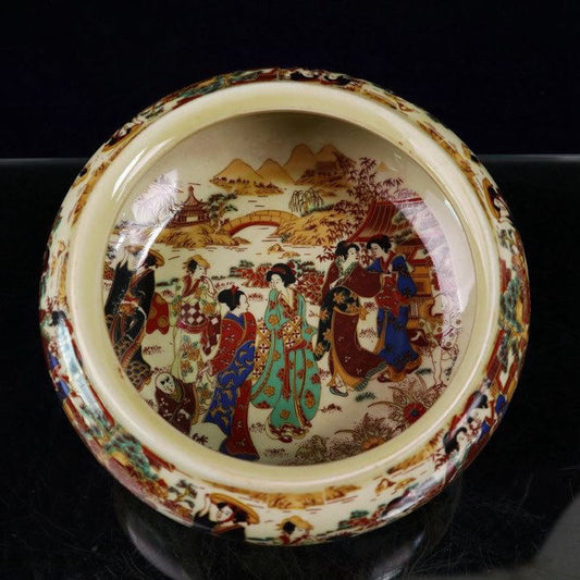 Rare Qianlong Enameled Ceramic "Ladies in a Picture" Brush Washer - An Exquisite Antique Art for Decoration & Gifting