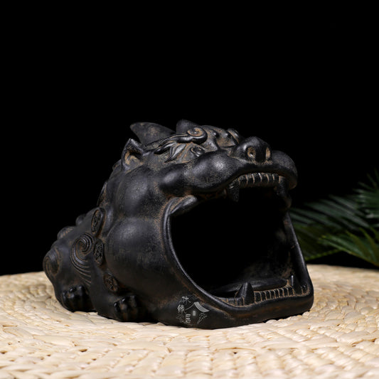 Exquisite Handmade Dragon-Turtle Ceramic Incense Burner - A Rare and Charming Art Decoration for Home & Office