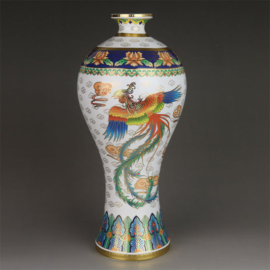 Exquisite Qing Qianlong Imperial Kiln Enameled Vase with Phoenix Pattern - Premium Decoration for Home & Study