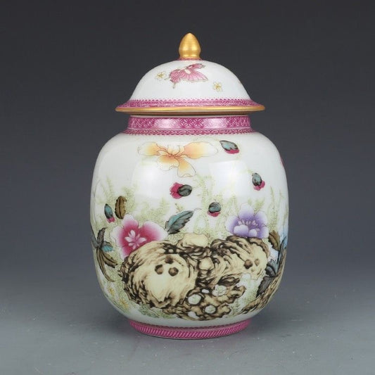 Exquisite Jingdezhen Imitation Qing Qianlong Famille Rose Gilt Tea Caddy - Fine Decoration for Home