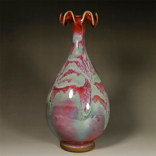 Exquisite Song Dynasty Jun Kiln Flambé Glaze Yuhuchun Vase - Chinese Style Antique Decoration for Home & Office