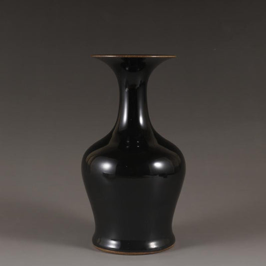 Exquisite Ming Wanli Black Gold Glaze Bell-Shaped Vase - Antique Ceramic Decoration for Collection