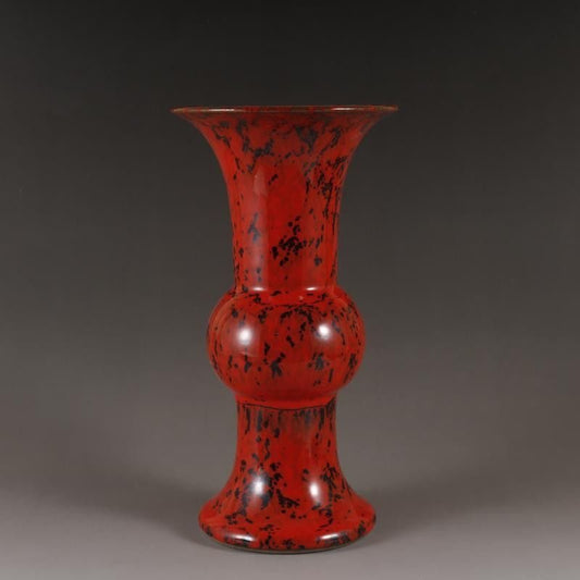 Exquisite Qing Yongzheng Red Ru Gold Glaze Handmade Vase - Antique Decoration for Living Room