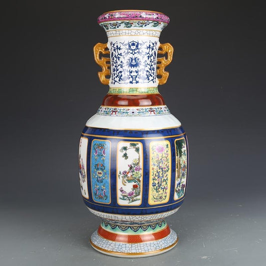 Exquisite Imitation Antique Porcelain - Jingdezhen Ceramic Vase with Enameled and Famille Rose Decoration, Inspired by Qianlong Style