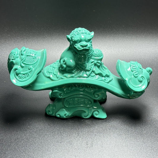 Exquisite Handcrafted Turquoise Lion Ruyi Ornament - Unique Home & Office Decor for Living Room and Entryway