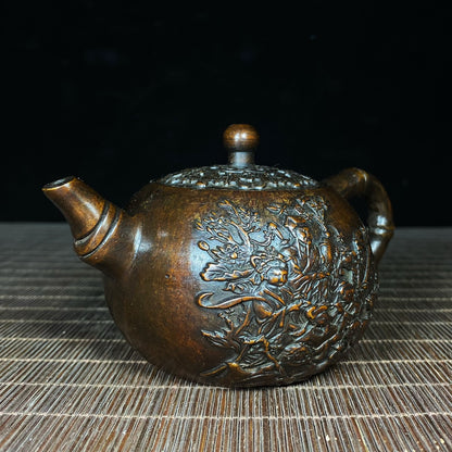 Ancient Pure Copper Eight Immortals Teapot - Antique Copper Relief Teapot