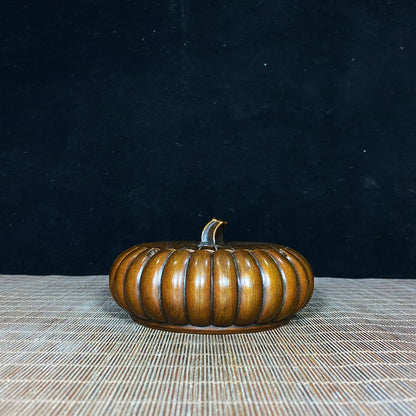 Handcrafted Solid Copper Pumpkin Ashtray - Antique Decor, Desk Ornament, Personalized Gift, Asian Antique