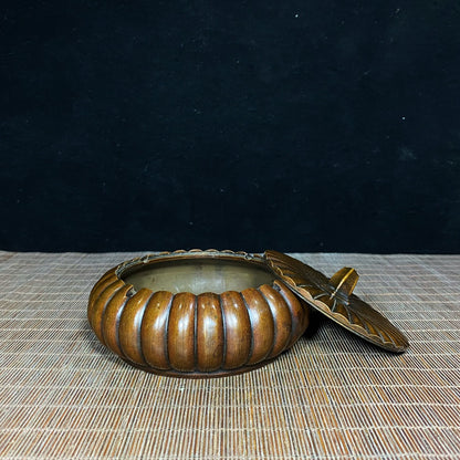 Handcrafted Solid Copper Pumpkin Ashtray - Antique Decor, Desk Ornament, Personalized Gift, Asian Antique