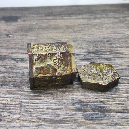 Hexagonal Antique Ink Box - Unique Desktop Decor, Personalized Gift, Asian Antique Collectible