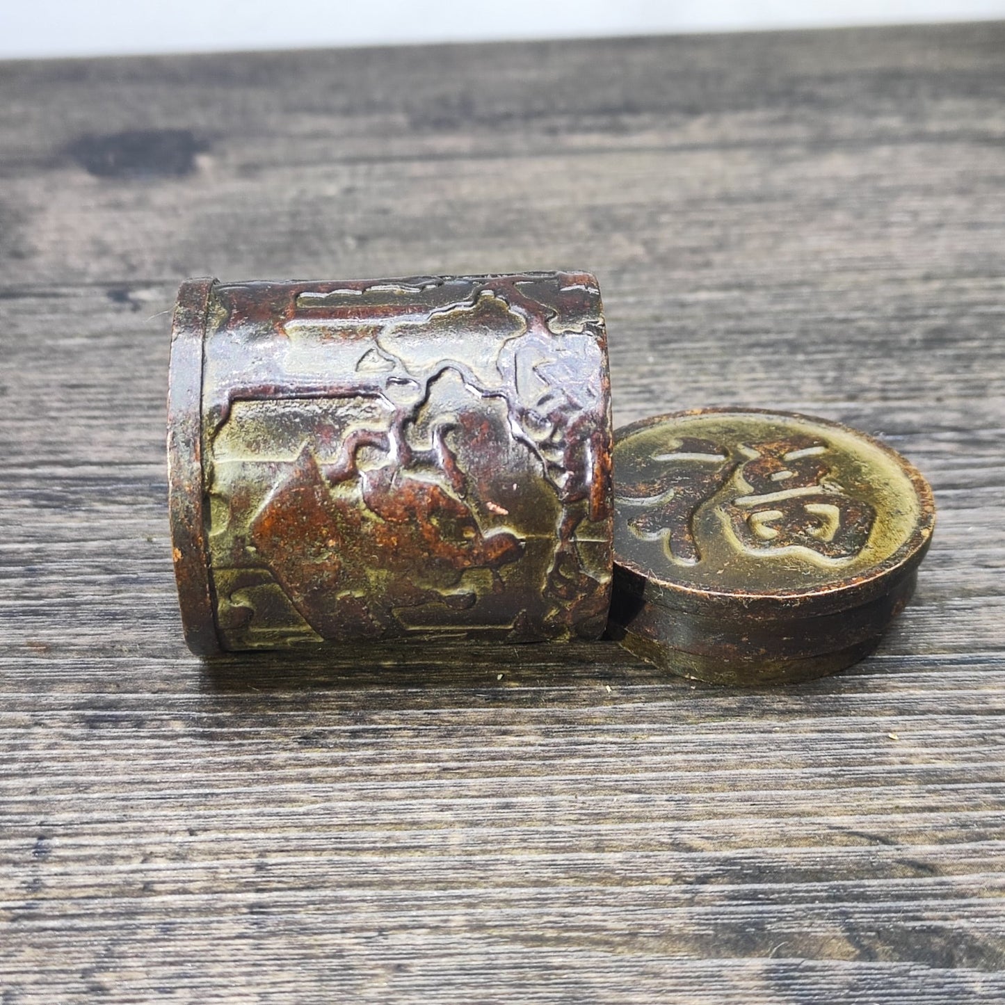 Antique Ornate Carved Small Jar - Decorative Desktop Ornament - Personalized Gift - Asian Antique Decor