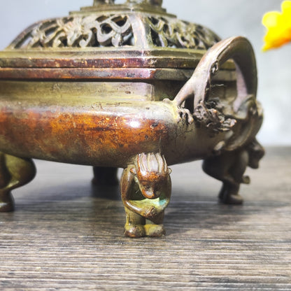 Antique Asian Incense Burner – Unique Desktop Decor & Personalized Gift