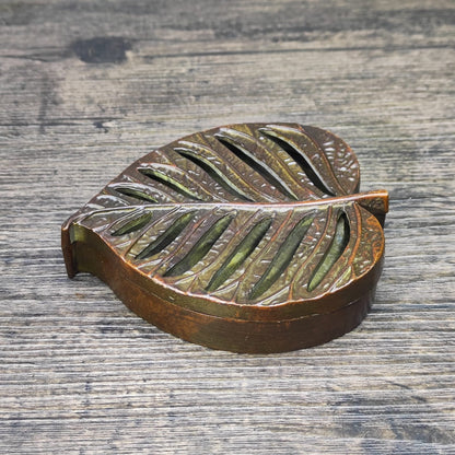 Antique Leaf-Shaped Incense Burner - Unique Tabletop Decoration - Personalized Gift - Asian Antique Decor