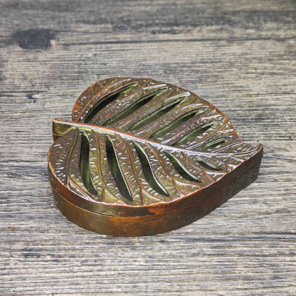 Antique Leaf-Shaped Incense Burner - Unique Tabletop Decoration - Personalized Gift - Asian Antique Decor