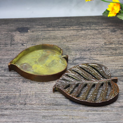 Antique Leaf-Shaped Incense Burner - Unique Tabletop Decoration - Personalized Gift - Asian Antique Decor