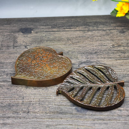 Antique Leaf-Shaped Incense Burner - Unique Tabletop Decoration - Personalized Gift - Asian Antique Decor