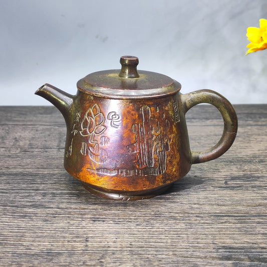 Antique Asian Teapot - Vintage Decor - Desktop Ornament - Personalized Gift