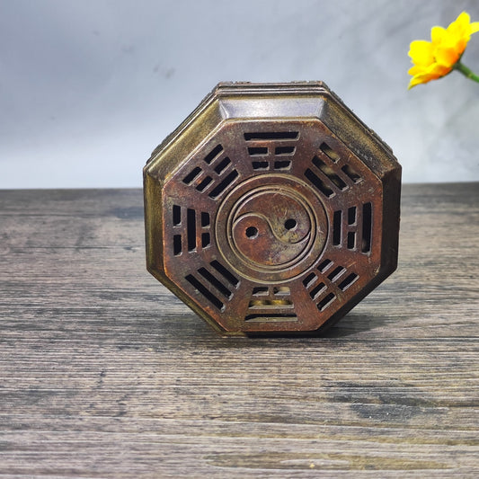 Antique Bagua Incense Burner - Unique Asian Decor - Desktop Ornament - Personalized Gift