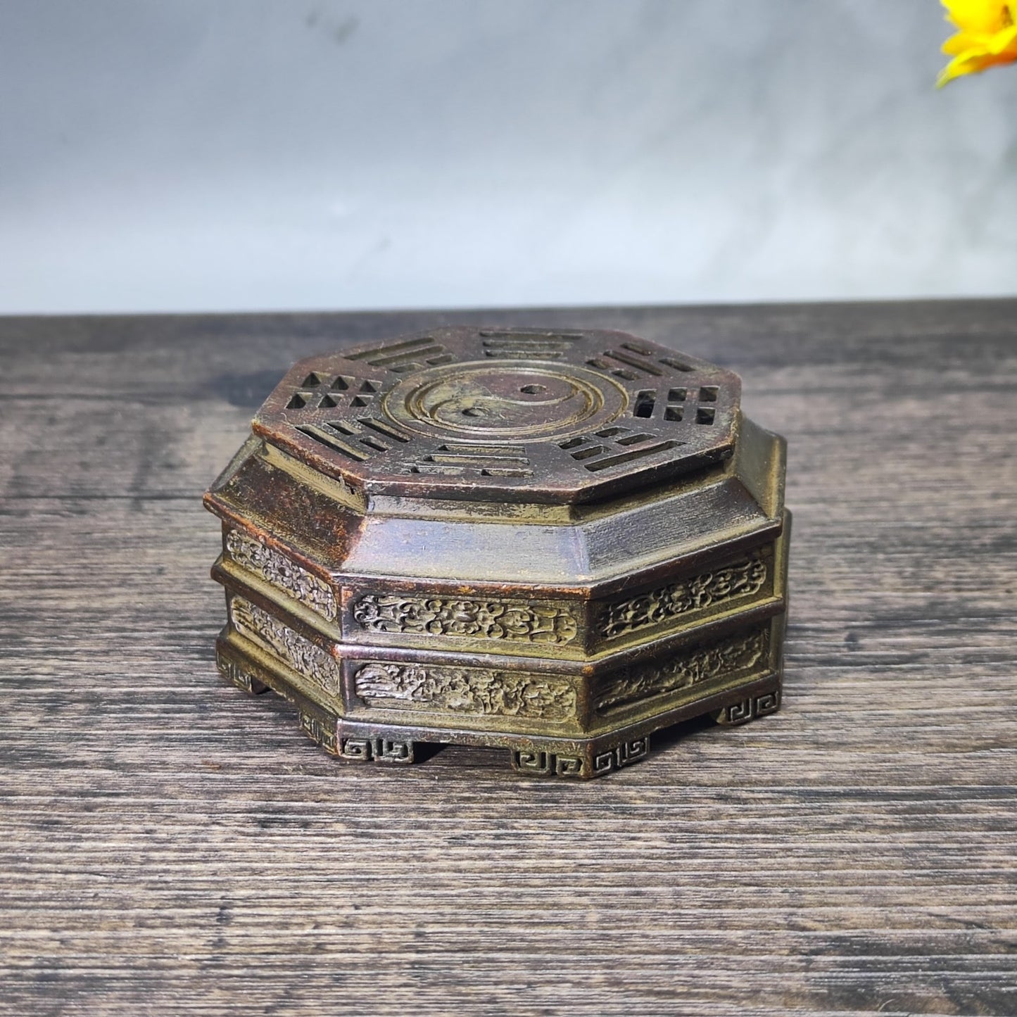 Antique Bagua Incense Burner - Unique Asian Decor - Desktop Ornament - Personalized Gift