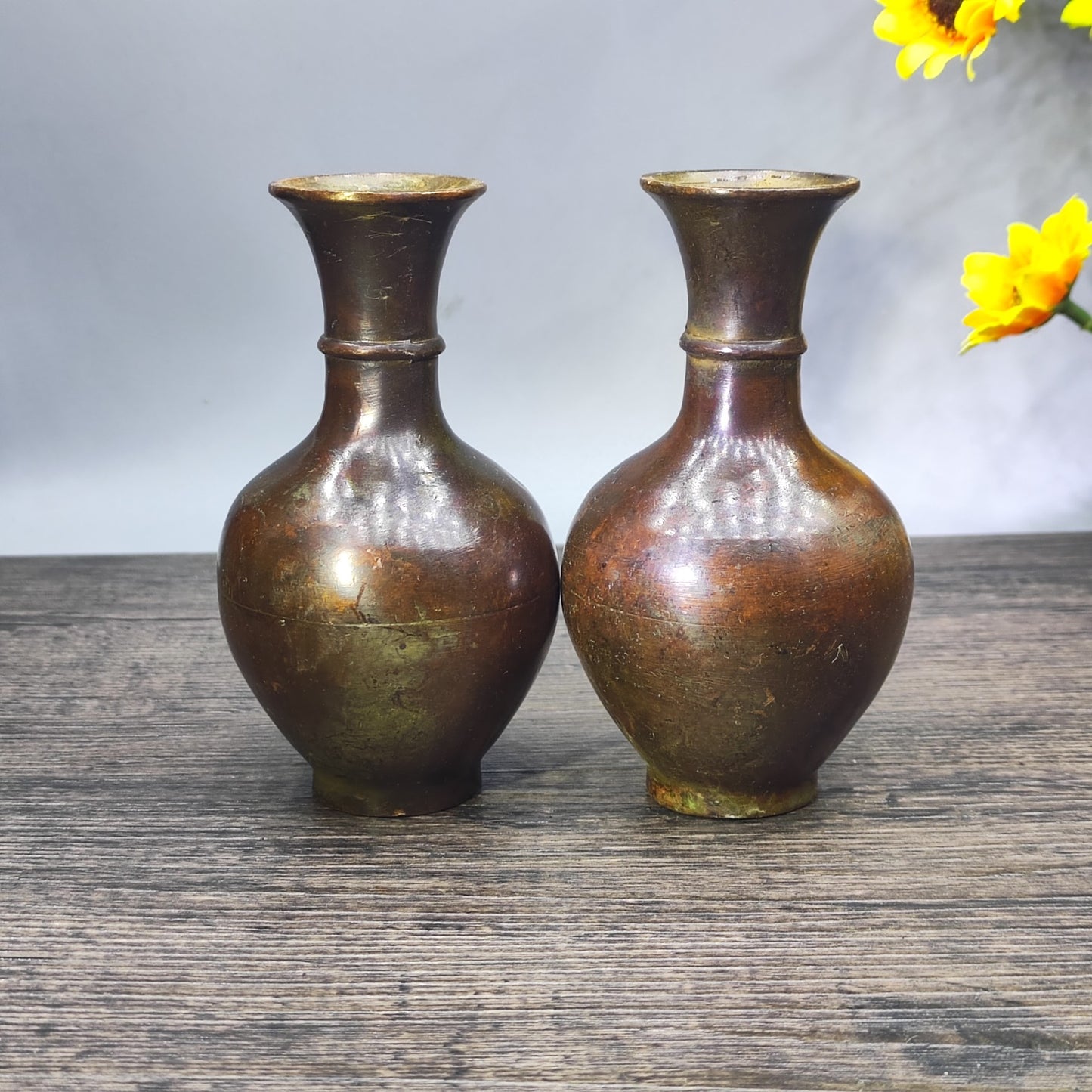 Pair of Antique Asian Vases - Unique Decorative Tabletop Ornaments