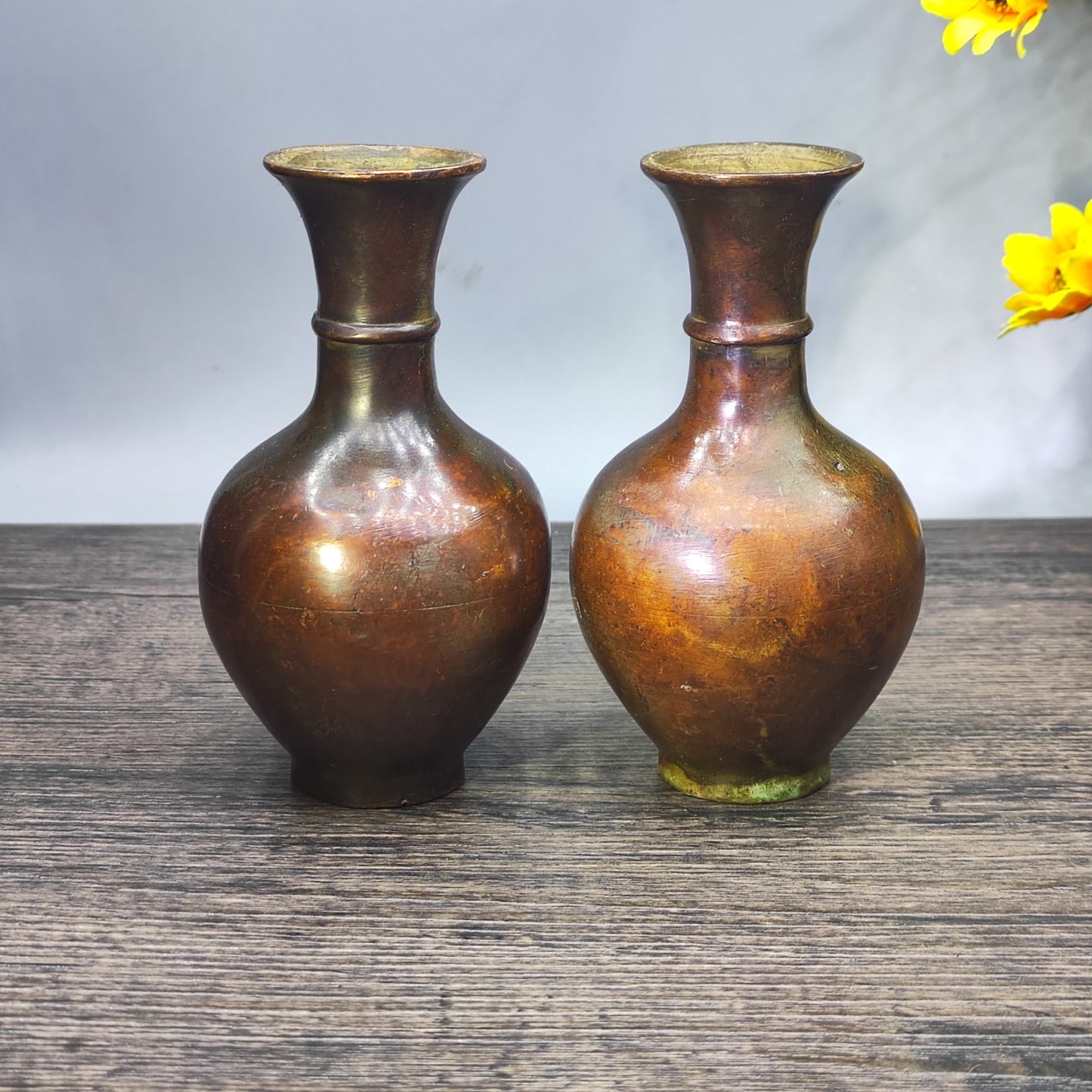 Pair of Antique Asian Vases - Unique Decorative Tabletop Ornaments