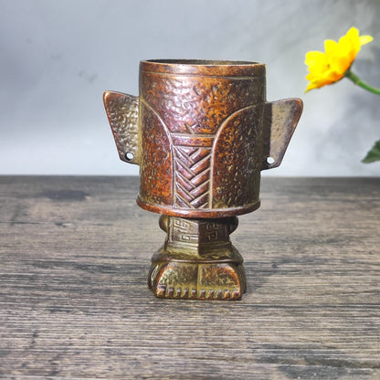 Antique Sanxingdui Mask Sculpture - Unique Desk Decor & Personalized Gift - Asian Antique Decor