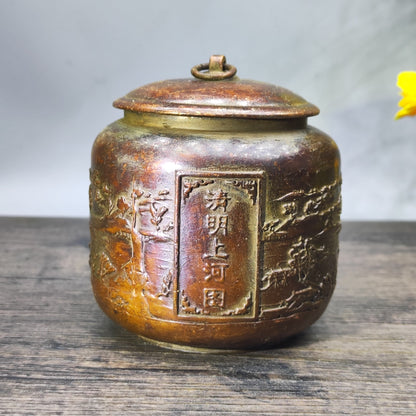 Exquisite Antique Jar with Intricate Hand-Carved Patterns - Timeless Decorative Masterpiece