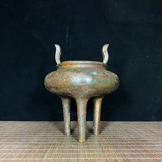 Rare Collectible Antique Incense Burner - Handcrafted with Historical Significance, Elegant Pedestal and Long Ears