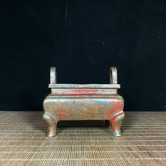 Antique Rectangular Incense Burner - Handcrafted with Historical Significance, Exquisite Collectible and Elegant Decor