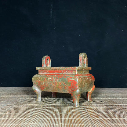 Antique Rectangular Incense Burner - Handcrafted with Historical Significance, Exquisite Collectible and Elegant Decor