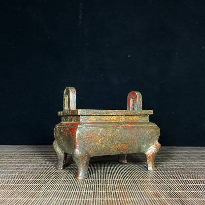 Antique Rectangular Incense Burner - Handcrafted with Historical Significance, Exquisite Collectible and Elegant Decor