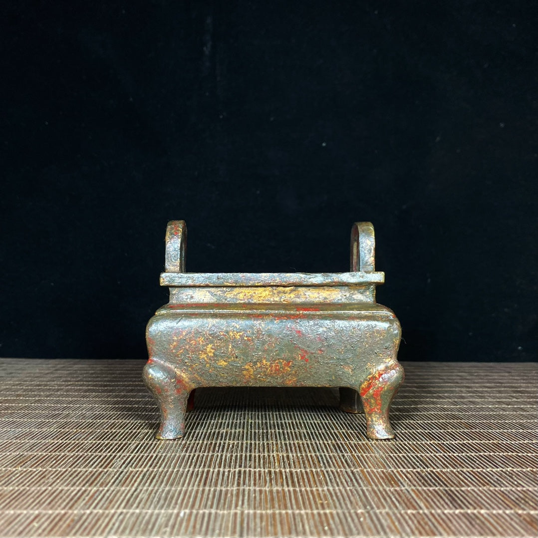 Antique Rectangular Incense Burner - Handcrafted with Historical Significance, Exquisite Collectible and Elegant Decor