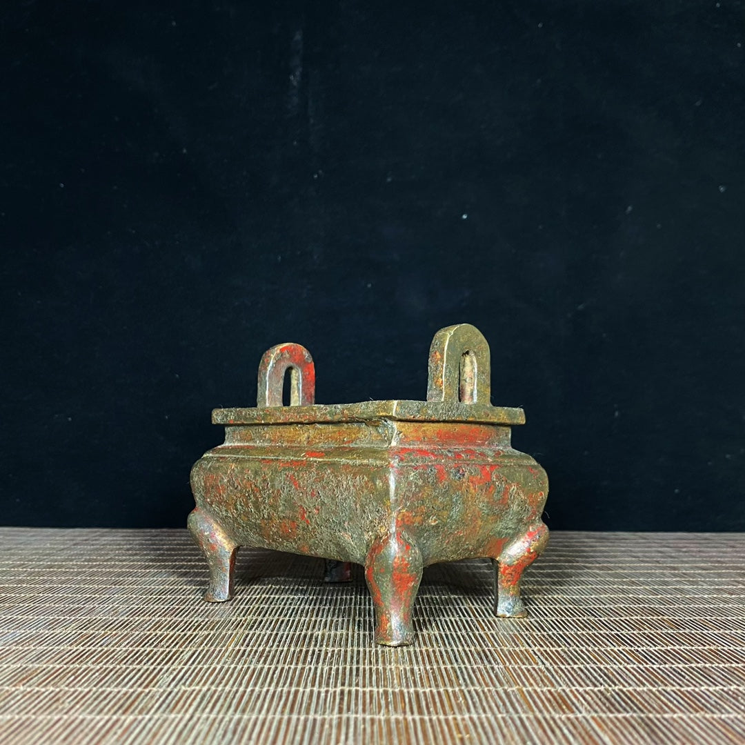 Antique Rectangular Incense Burner - Handcrafted with Historical Significance, Exquisite Collectible and Elegant Decor