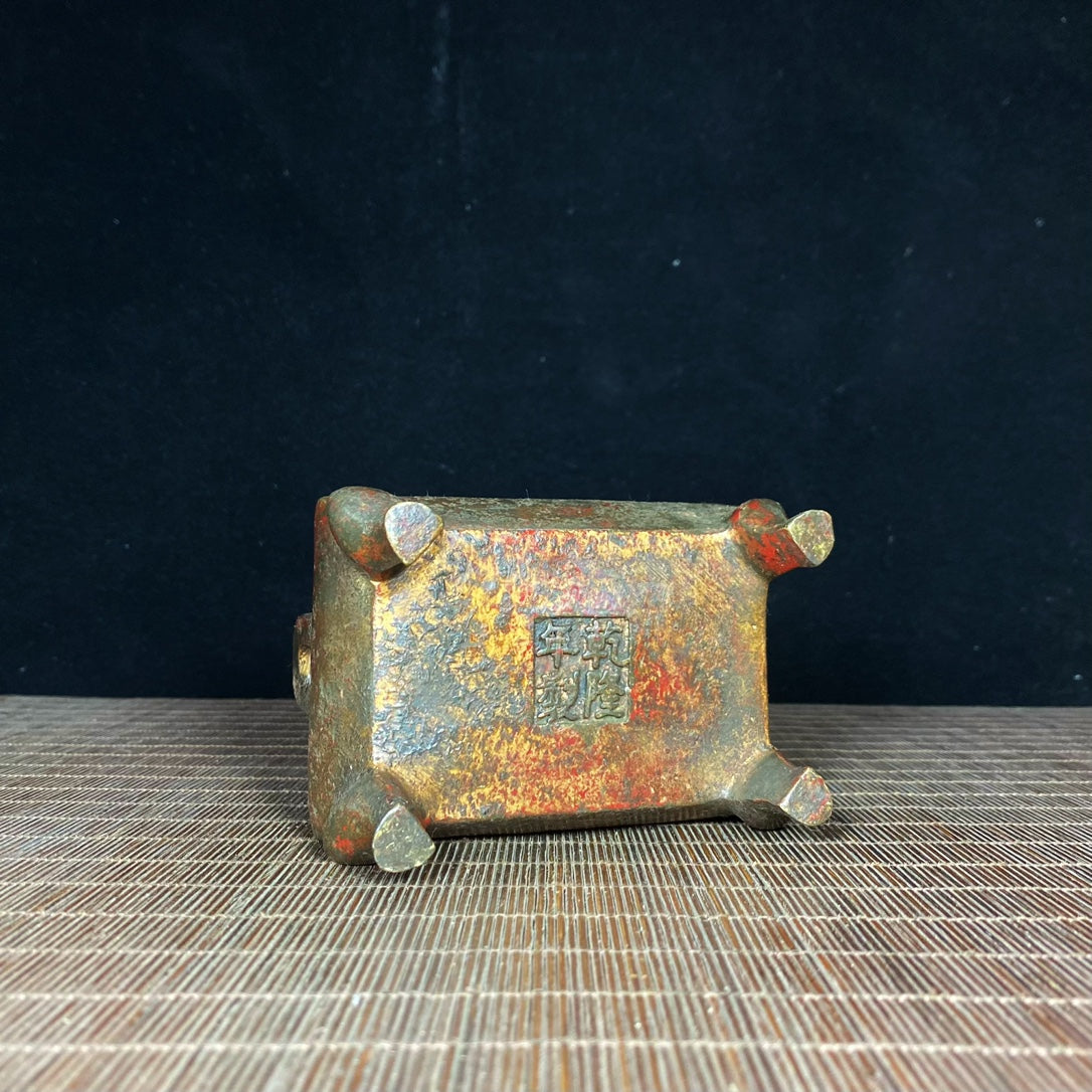 Antique Rectangular Incense Burner - Handcrafted with Historical Significance, Exquisite Collectible and Elegant Decor