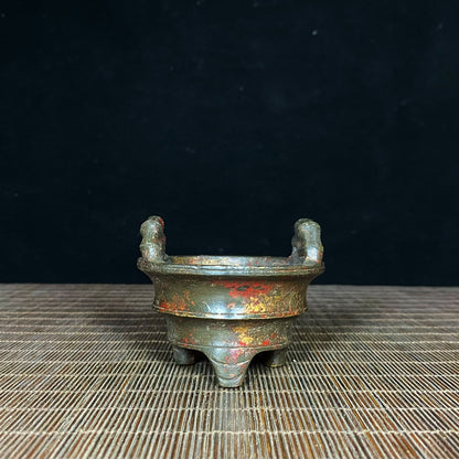 Legacy Antique Bronze Cloisonné Handmade Bamboo-Eared Tripod Censer - Exquisite Craftsmanship