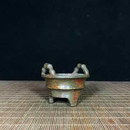 Legacy Antique Bronze Cloisonné Handmade Bamboo-Eared Tripod Censer - Exquisite Craftsmanship