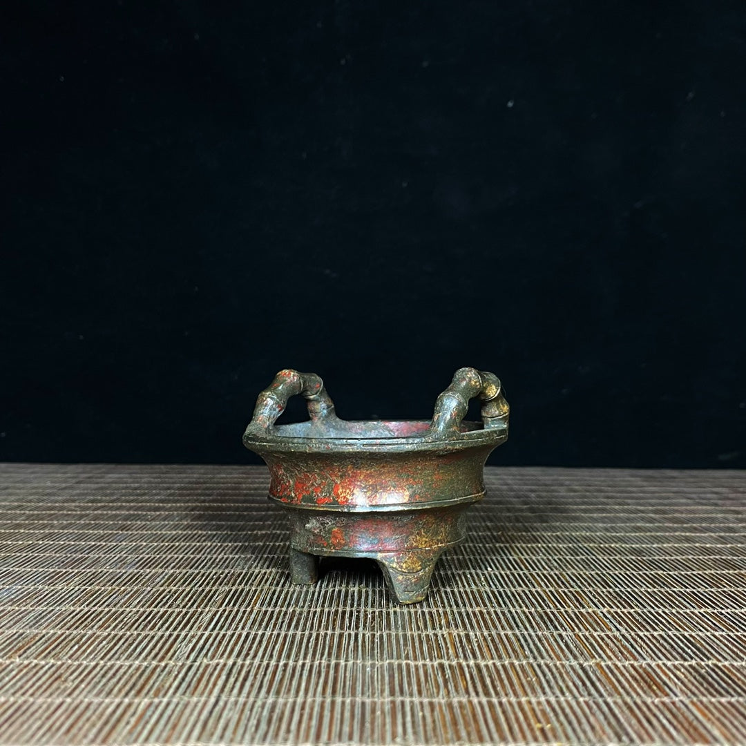 Legacy Antique Bronze Cloisonné Handmade Bamboo-Eared Tripod Censer - Exquisite Craftsmanship