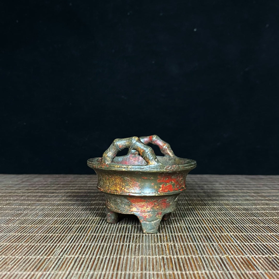 Legacy Antique Bronze Cloisonné Handmade Bamboo-Eared Tripod Censer - Exquisite Craftsmanship