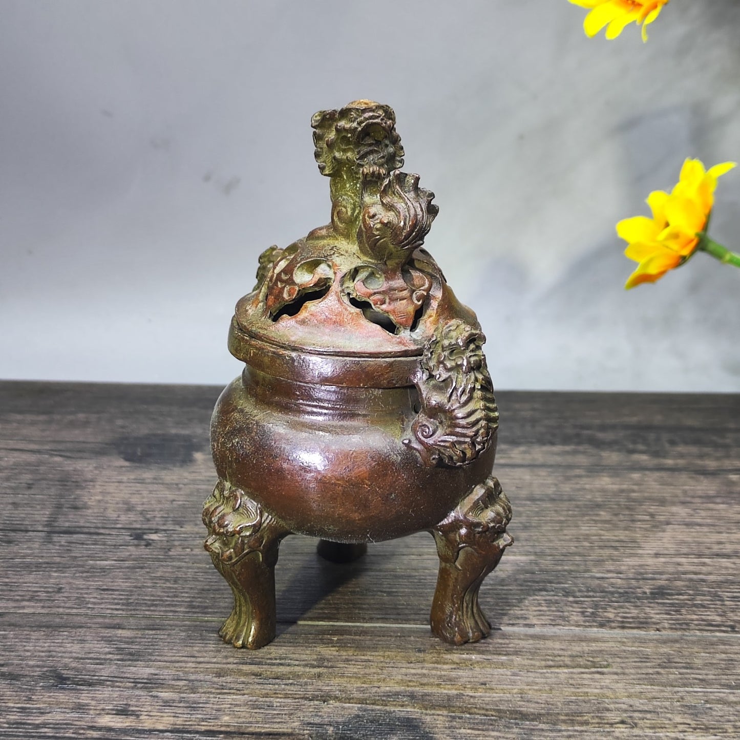 Antique Handcrafted Lion Incense Burner - A Collector's Treasure