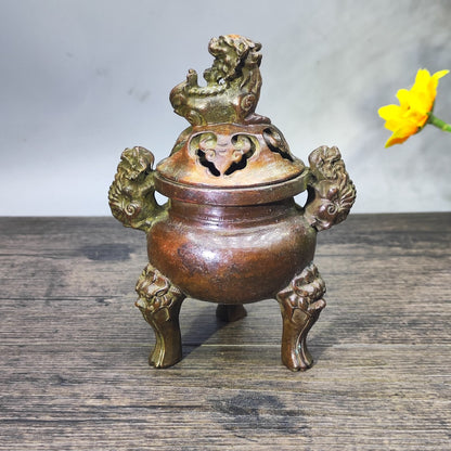 Antique Handcrafted Lion Incense Burner - A Collector's Treasure