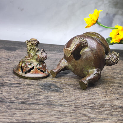 Antique Handcrafted Lion Incense Burner - A Collector's Treasure