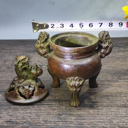 Antique Handcrafted Lion Incense Burner - A Collector's Treasure