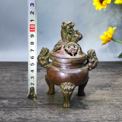 Antique Handcrafted Lion Incense Burner - A Collector's Treasure