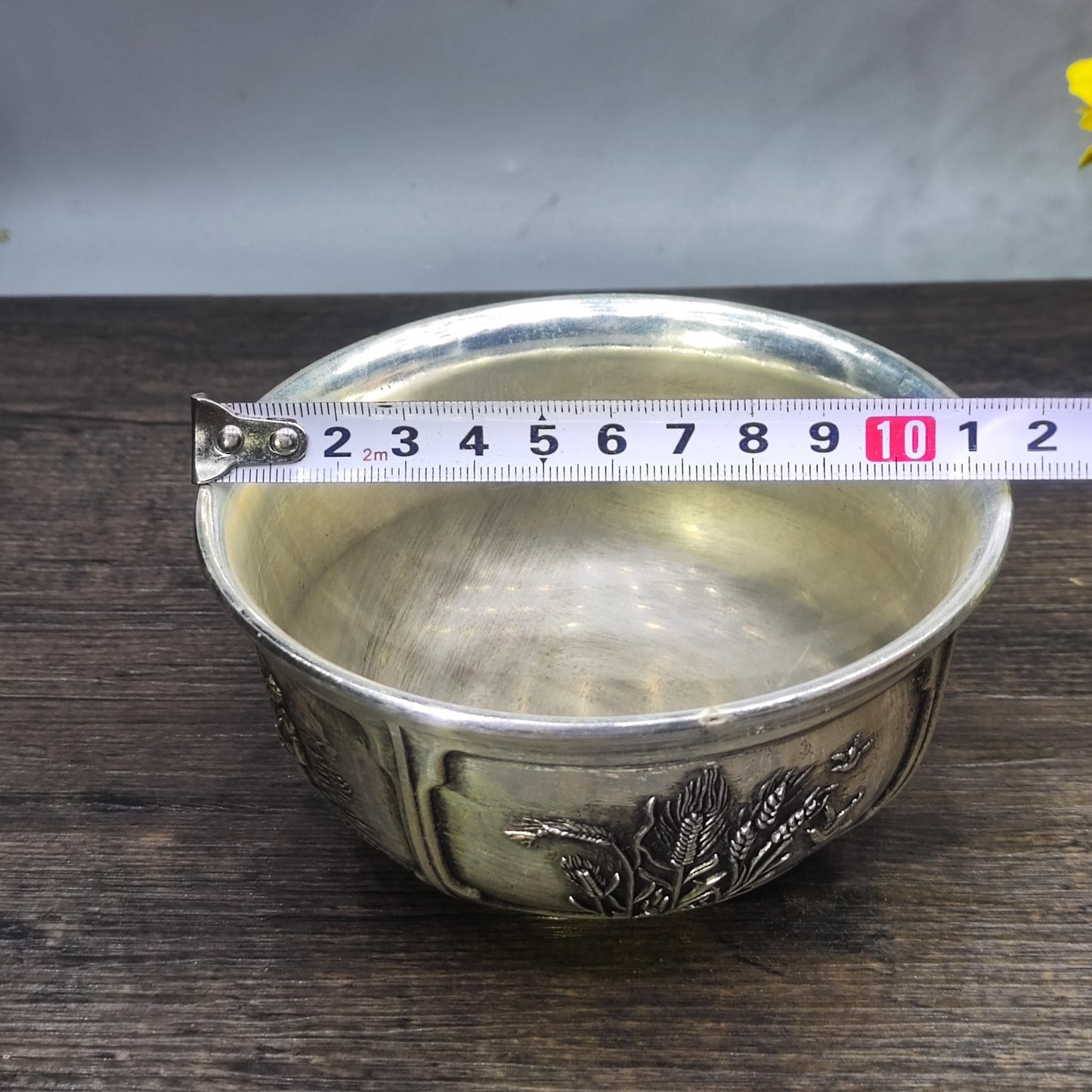 Antique Handcrafted Silver-Plated Engraved Bowl with Rich History