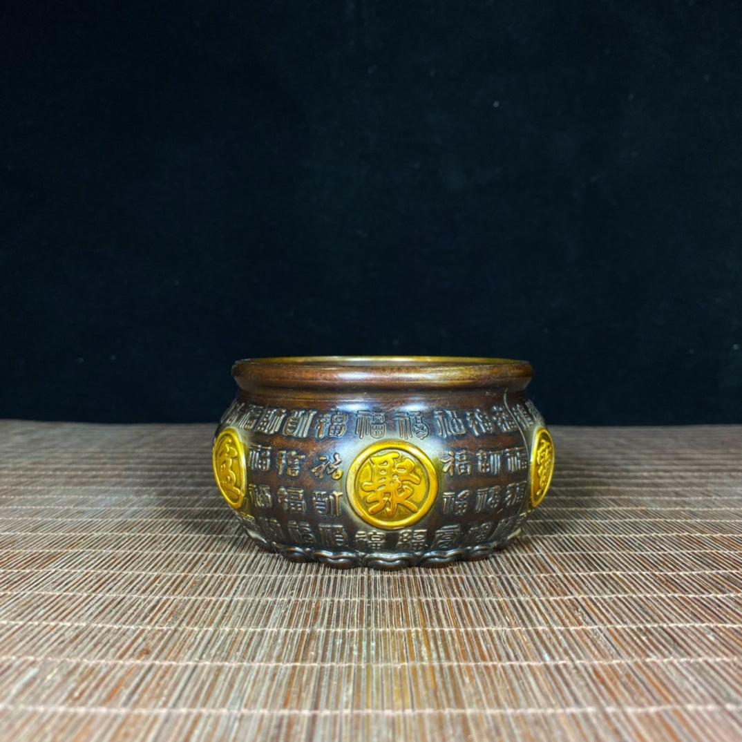 Pure Copper Embossed Gilded Treasure Bowl - A Perfect Blend of History and Art