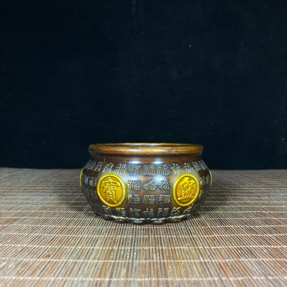 Pure Copper Embossed Gilded Treasure Bowl - A Perfect Blend of History and Art