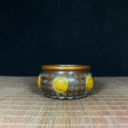 Pure Copper Embossed Gilded Treasure Bowl - A Perfect Blend of History and Art